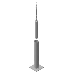 DEHN 103016 Telescopic Lightning Protection Mast W/Flange 15mm Round Conductor 40mm W 600mm H Steel