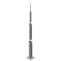DEHN 103019 Telescopic Lightning Protection Mast W/Flange 15mm Round Conductor 40mm W 600mm H Steel