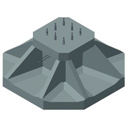 DEHN 103031 Bucket Foundation 2400mm 2400mm W 1010mm D 2400mm H M24 x 8mm C50/60 Concrete