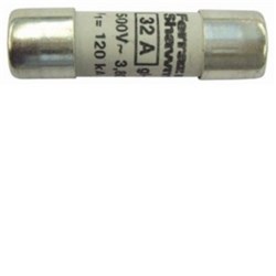 Mersen 10G02 Fuse Link 2A 500VAC Cylindrical Ferrule 10mm Dia x 38mm L 120kA Ceramic gG