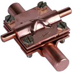 DEHN 316167 Cross Unit W/Intermediate Plate M6 x 20mm Screw 50mm W 2.5mm D 50mm H Copper