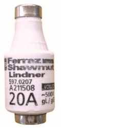Mersen 594.0207 Fuse Link 20A 500VAC 12.5mm Dia x 50mm L 50kA gG