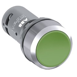 ABB CP1-30G-10 Compact Non-Illuminated Pushbutton Flush Momentary Green Chrome Metal Bezel 1NO Screw
