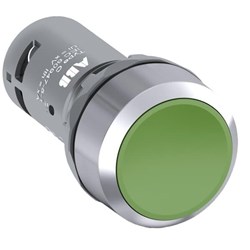 ABB CP1-30G-11 Compact Non-Illuminated Pushbutton Flush Momentary Green Chrome Metal Bezel 1NO+1NC Screw