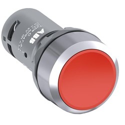 ABB CP1-30R-01 Compact Non-Illuminated Pushbutton Flush Momentary Red Chrome Metal Bezel 1NC Screw