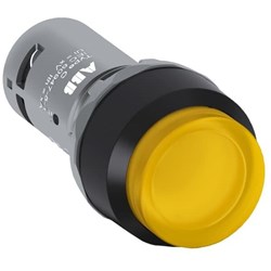 ABB CP2-11Y-10 Compact Illuminated Pushbutton Flush Maintained Yellow 24VAC/DC 1NO Screw