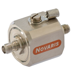 Novaris CS-FF-230-3 SMA RF Protector 20kA 50kA 230VDC 3GHz S-Type Female 25mm W 54mm D 25mm H Brass Nickel Plated IP55