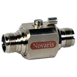Novaris CU-FF-90-3 UHF RF Protector 20kA 50kA 90VDC 3GHz U-Type Female 25mm W 57mm D 25mm H Brass Nickel Plated IP55