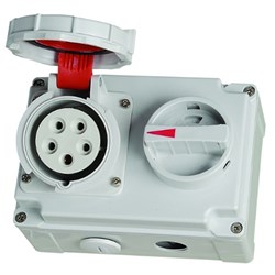 IPD EU67HSS516 Swtched Socket with Interlock 5 16A 400VAC/DC IP67 Polycarbonate PBT