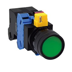 IDEC HW1L-M120D2A Illuminated Pushbutton 22mm Flush Momentary Amber 2NO