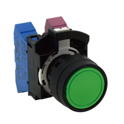 IDEC HW1L-M1F10-M4-G Illuminated Pushbutton Transformer 22mm Flush Momentary Green 240/6VAC/DC 1NO