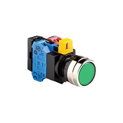 IDEC HW4L-M1F10QD-G24 Illuminated Pushbutton 22mm Flush Momentary Green 24VAC/DC 1NO