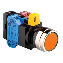 IDEC HW4L-M1F11QD-A24 Illuminated Pushbutton 22mm Flush Momentary Amber 24VAC/DC 1NO+1NC
