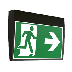 RP-Group KMU413WB-SW-ANZ Exit Sign Wireless-Basic Universal Mounting with 3-hour Battery and 16m Viewing Distance IP43 Black Polycarbonate Housing