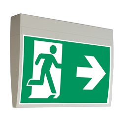 RP-Group KMU413WL-ANZ Exit Sign Wireless-Professional Universal Mounting with 3-hour Battery and 16m Viewing Distance IP43 White Polycarbonate Housing