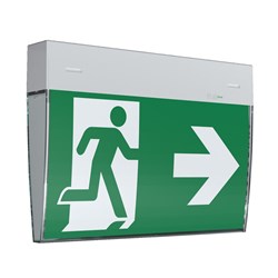 RP-Group KMUK403SC-ANZ Exit Sign Self-Control Universal Mounting with 3-hour Battery and 16m Viewing Distance IP43 White Polycarbonate Housing