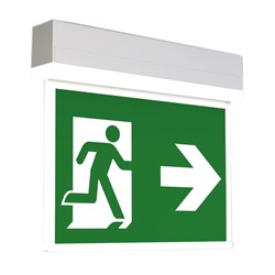 RP-Group KSHC413SC-ANZ Exit Sign Self-Control Universal Mounting with 3-hour Battery and 24m Viewing Distance IP54 White Polycarbonate Housing