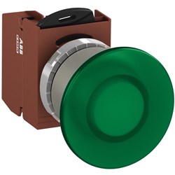 ABB MMMIG4ASP301 Illuminated Pushbutton Kit 40mm Mushroom Maintained Green 110VAC/DC 1NC Screw Power Supply