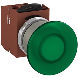 ABB MMMIG4OSL401 Illuminated Pushbutton Kit 40mm Mushroom Momentary Green 230VAC/DC 1NC Screw LED Block