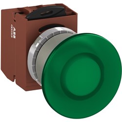 ABB MMMIG4OSL402 Illuminated Pushbutton Kit 40mm Mushroom Momentary Green 230VAC/DC 2NC Screw LED Block