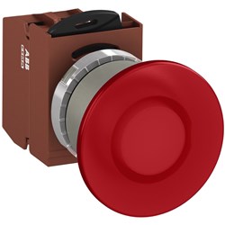 ABB MMMIR4ASL310 Illuminated Pushbutton Kit 40mm Mushroom Maintained Red 110VAC/DC 1NO Screw LED Block
