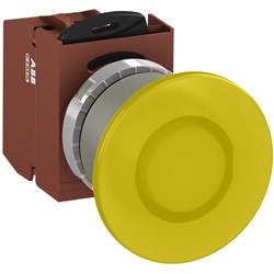 ABB MMMIY4ASL201 Illuminated Pushbutton Kit 40mm Mushroom Maintained Yellow 24VAC/DC 1NC Screw LED Block