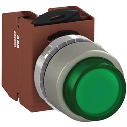 ABB MMPIEGAFP420 Illuminated Pushbutton Kit 22mm Extended Maintained Green 230VAC/DC 2NO Faston Power Supply