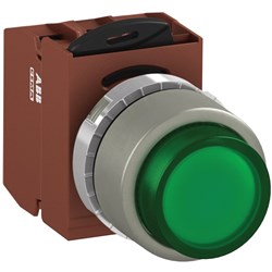 ABB MMPIEGASL411 Illuminated Pushbutton Kit 22mm Extended Maintained Green 230VAC/DC 1NO+1NC Screw LED Block