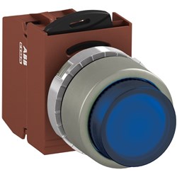 ABB MMPIELASP201 Illuminated Pushbutton Kit 22mm Extended Maintained Blue 24VAC/DC 1NC Screw Power Supply