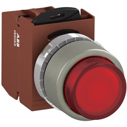 ABB MMPIEROSL401 Illuminated Pushbutton Kit 22mm Extended Momentary Red 230VAC/DC 1NC Screw LED Block