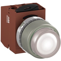 ABB MMPIEWOSL302 Illuminated Pushbutton Kit 22mm Extended Momentary White 110VAC/DC 2NC Screw LED Block