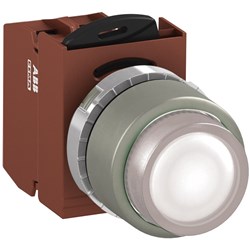 ABB MMPIEWOSL410 Illuminated Pushbutton Kit 22mm Extended Momentary White 230VAC/DC 1NO Screw LED Block
