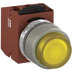 ABB MMPIEYASP211 Illuminated Pushbutton Kit 22mm Extended Maintained Yellow 24VAC/DC 1NO+1NC Screw Power Supply