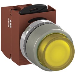 ABB MMPIEYASP410 Illuminated Pushbutton Kit 22mm Extended Maintained Yellow 230VAC/DC 1NO Screw Power Supply