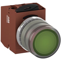 ABB MMPIFGAFP211 Illuminated Pushbutton Kit 22mm Flush Maintained Green 24VAC/DC 1NO+1NC Faston Power Supply