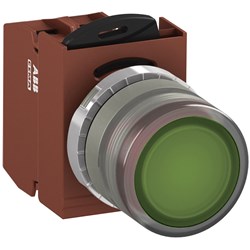 ABB MMPIFGOSL310 Illuminated Pushbutton Kit 22mm Flush Momentary Green 110VAC/DC 1NO Screw LED Block