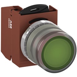 ABB MMPIFGOSP110 Illuminated Pushbutton Kit 22mm Flush Momentary Green 12VAC/DC 1NO Screw Power Supply
