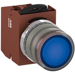 ABB MMPIFLOSL310 Illuminated Pushbutton Kit 22mm Flush Momentary Blue 110VAC/DC 1NO Screw LED Block