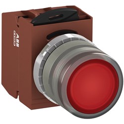 ABB MMPIFRASL211 Illuminated Pushbutton Kit 22mm Flush Maintained Red 24VAC/DC 1NO+1NC Screw LED Block