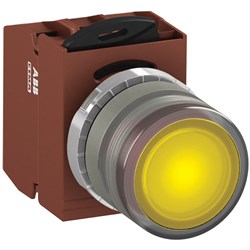 ABB MMPIFYASP411 Illuminated Pushbutton Kit 22mm Flush Maintained Yellow 230VAC/DC 1NO+1NC Screw Power Supply