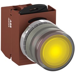 ABB MMPIFYOSL401 Illuminated Pushbutton Kit 22mm Flush Momentary Yellow 230VAC/DC 1NC Screw LED Block