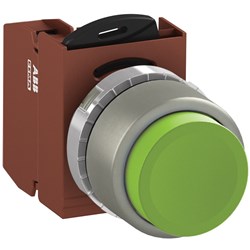 ABB MMPNEGAF01 Non-Illuminated Pushbutton Kit 22mm Extended Maintained Green 1NC Faston