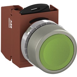ABB MMPNFGOS10 Non-Illuminated Pushbutton Kit 22mm Flush Momentary Green 1NO Screw