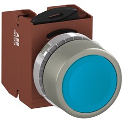 ABB MMPNFLOF11 Non-Illuminated Pushbutton Kit 22mm Flush Momentary Blue 1NO+1NC Faston