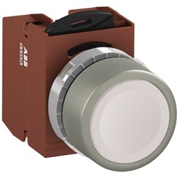 ABB MMPNFWAS11 Non-Illuminated Pushbutton Kit 22mm Flush Maintained White 1NO+1NC Screw