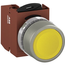 ABB MMPNFYOF01 Non-Illuminated Pushbutton Kit 22mm Flush Momentary Yellow 1NC Faston