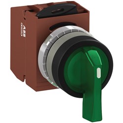 ABB MMS2ILAACGSP111 Selector Switch Kit Green 12VAC/DC 2Position 1NO+1NC Illuminated Screw Maintained Metal A C