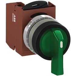 ABB MMS2ILAACGSP310 Selector Switch Kit Green 110VAC 2Position 1NO Illuminated Screw Maintained Long Handle Metal