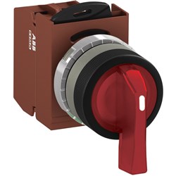 ABB MMS2ILAACRSL301 Selector Switch Kit Red 110VAC 2Position 1NC Illuminated Screw Maintained Long Handle Metal