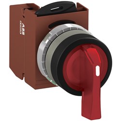 ABB MMS2ILAACRSP201 Selector Switch Kit Red 24VAC/DC 2Position 1NC Illuminated Screw Maintained Long Handle